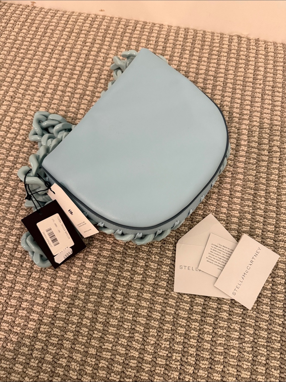 Stella McCartney Pale Blue Braided Chain Shoulder Bag - Picture 7 of 8